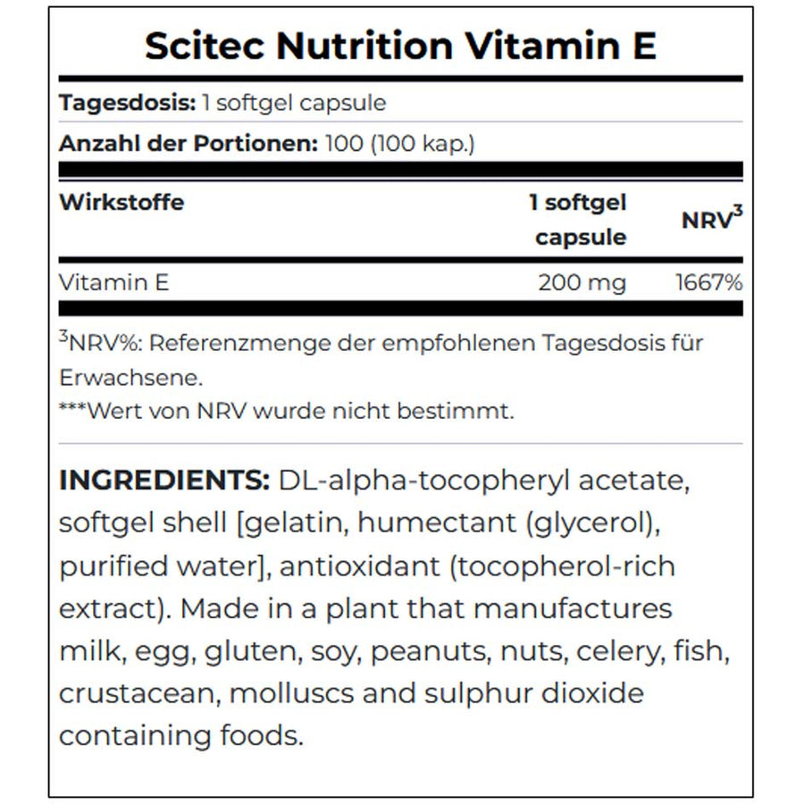 Scitec Nutrition Vitamin E 100 caps