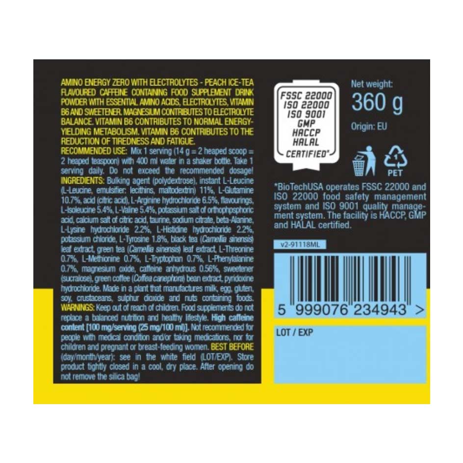 BioTech USA Amino Energy Zero 360g (MHD-Ausverkauf)