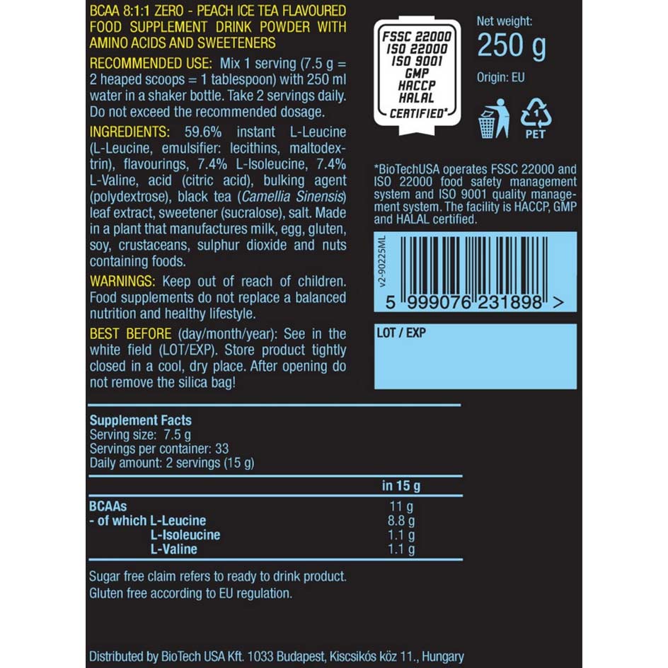 BioTech USA BCAA 8:1:1 Zero (MHD-Ausverkauf)