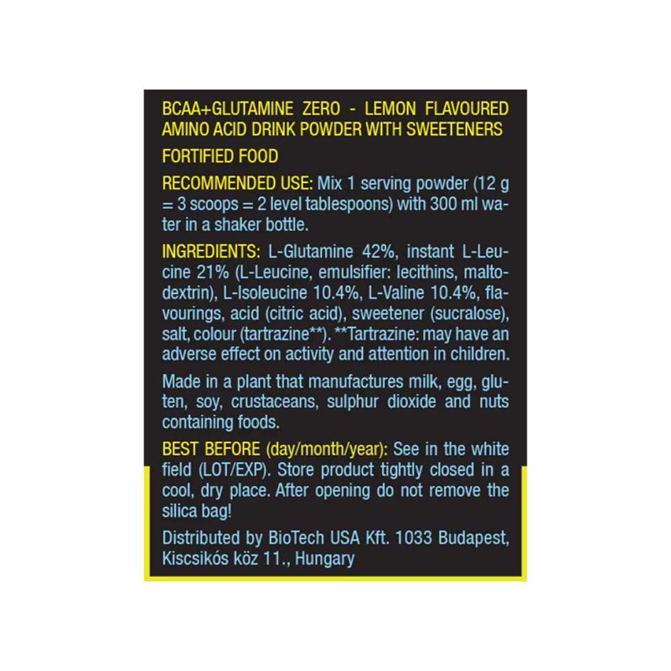 BioTech USA BCAA + Glutamine Zero 480g (MHD-Ausverkauf)