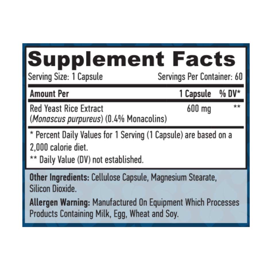 Haya Labs Red Yeast Rice 600mg / 60 vcaps