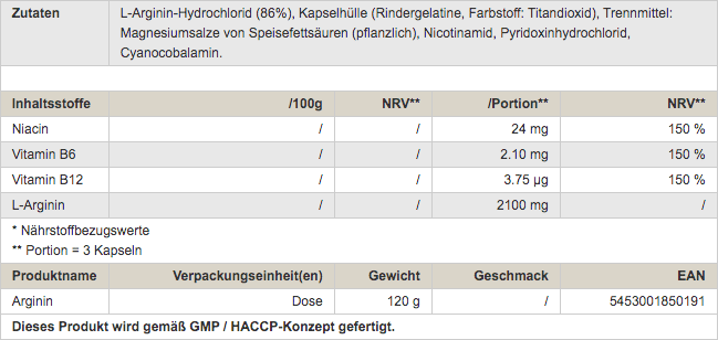 Peak Arginin 120 Caps - getboost3d