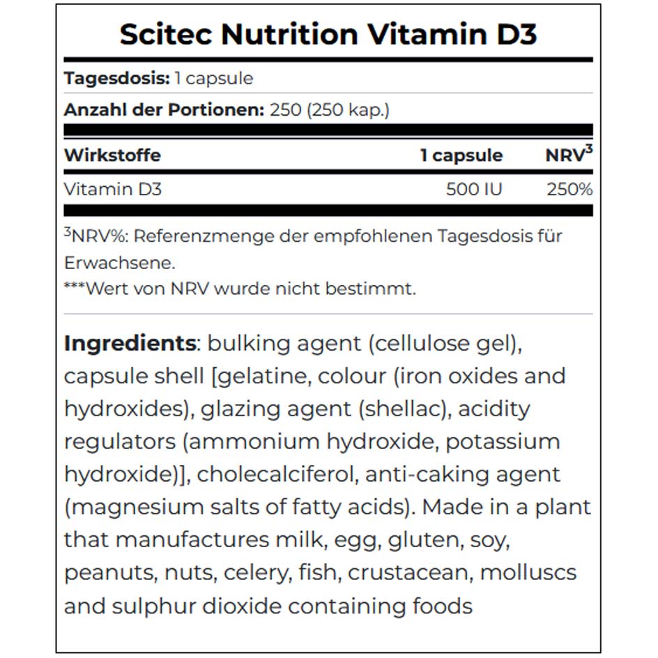 Scitec Nutrition Vitamin D3 250 caps - getboost3d