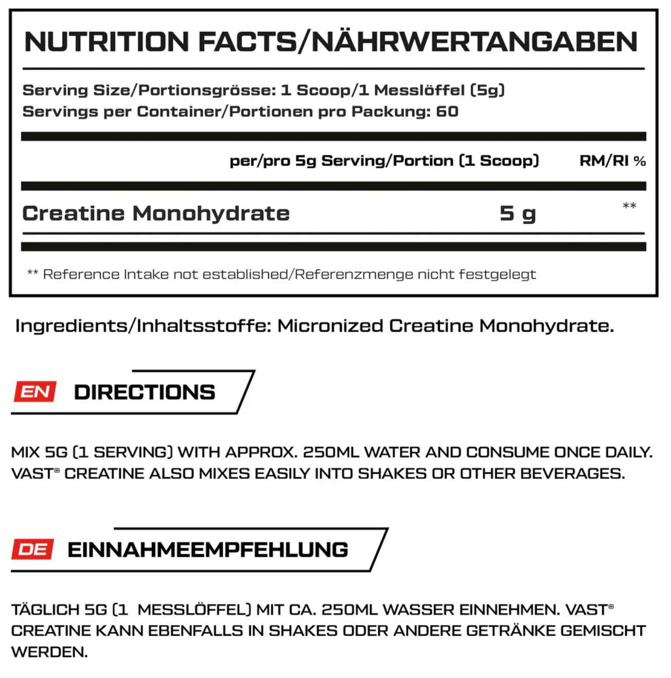 VAST Creatine Ultra Pure (MHD-Ausverkauf) 300g