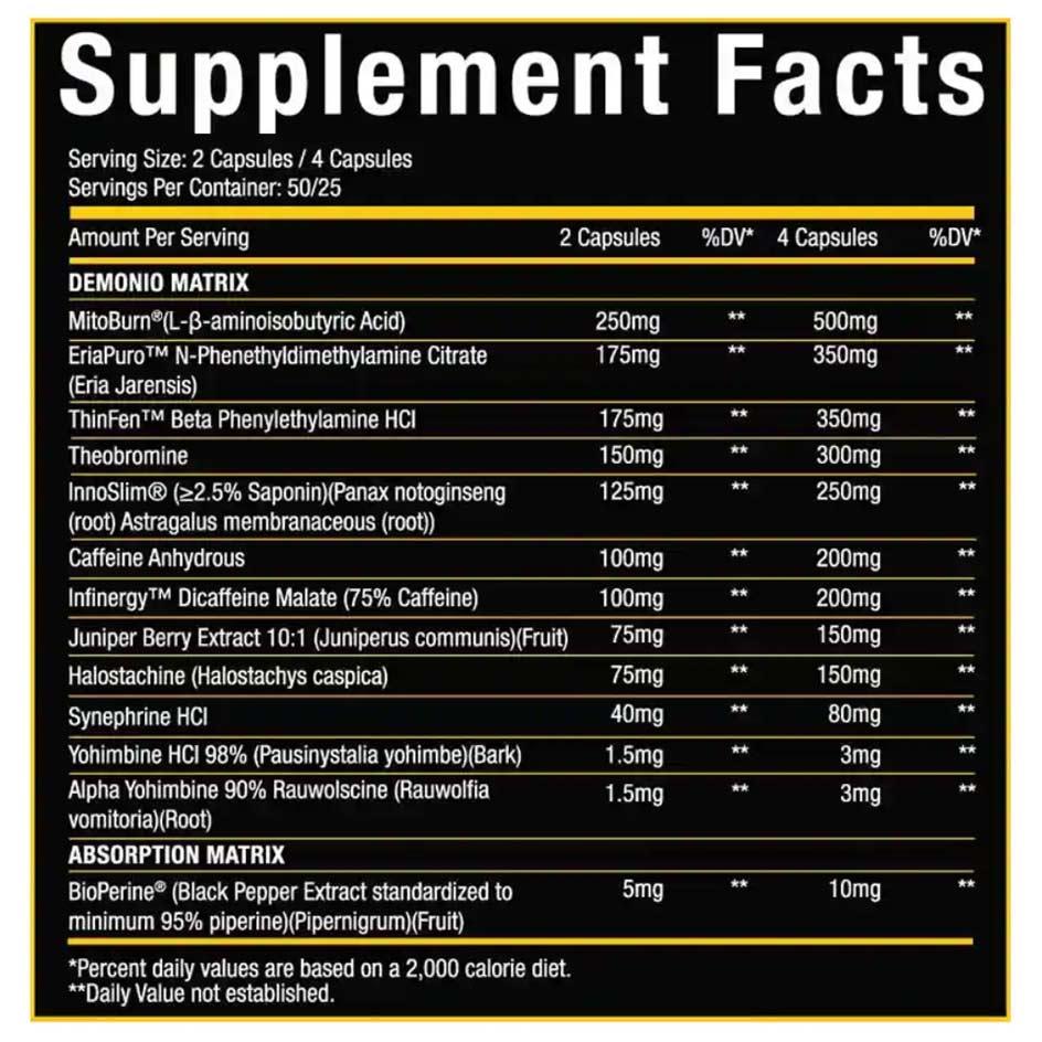 Xtremis Cartel DEMONIO™ Stim Fat Burner 100 caps